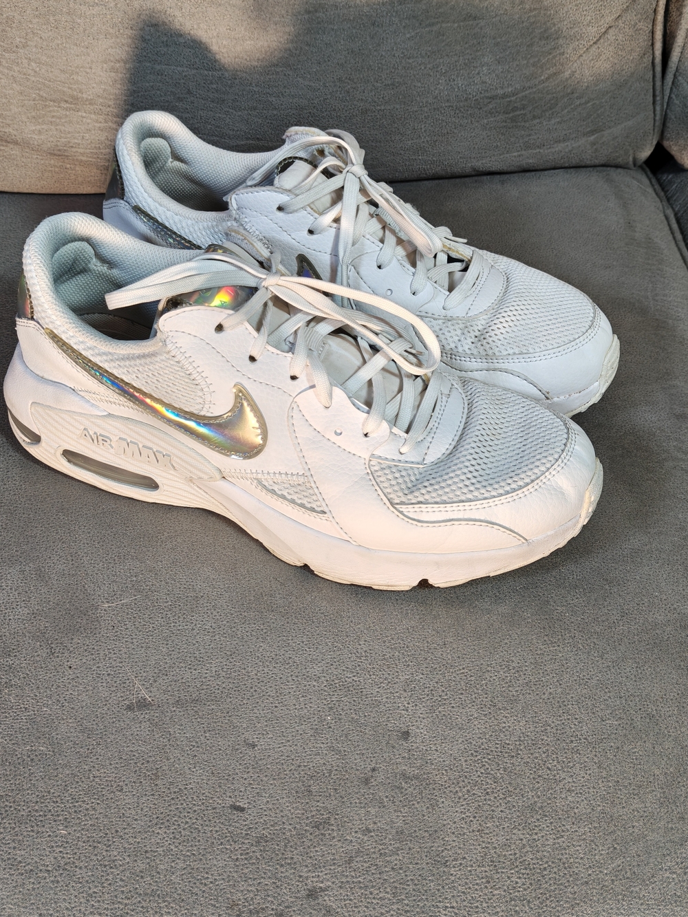 Nike Air Max Women’s White Sneakers with Iridescent Swoosh